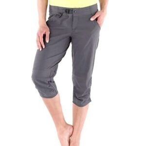Prana Jasmine Knicker Crop Capri Ruched Pants Charcoal Gray Nylon Hiking 8